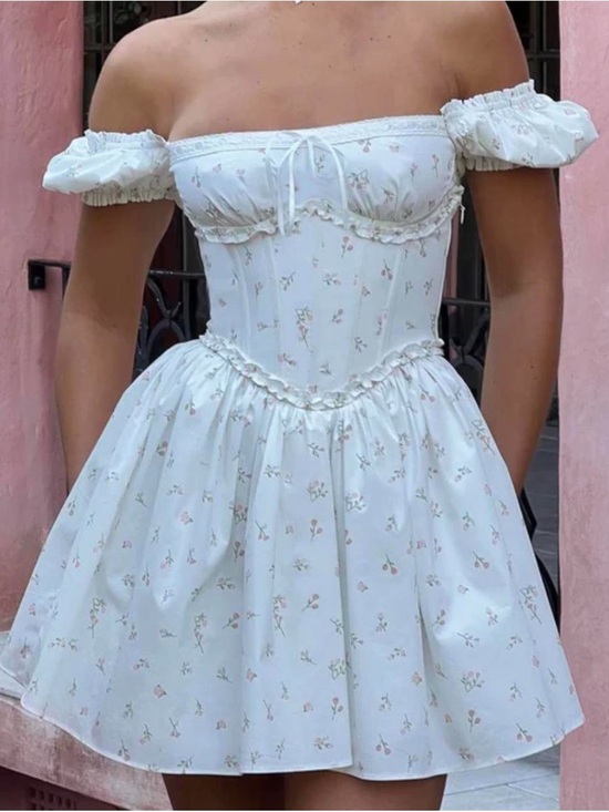 Babyboo Fashion Dresses & Skirts - Babyboo Off-Shoulder Floral Corset Mini Dress